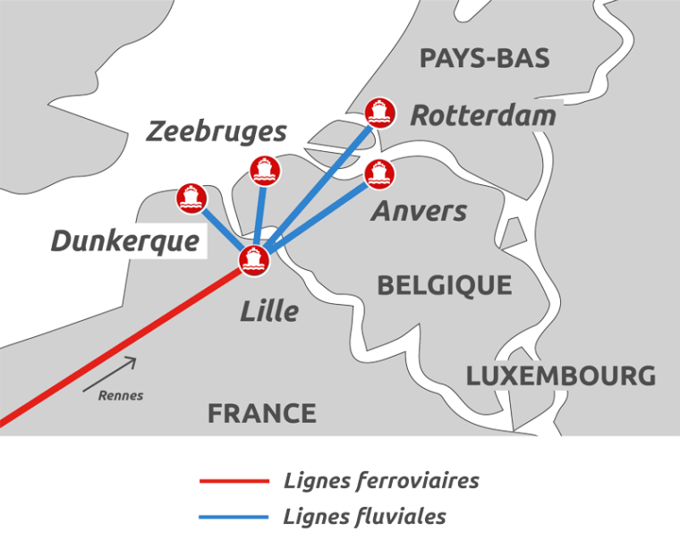 Lahaye Global Logistics Transport Combine Rail Route Rennes Carte Acces Ports